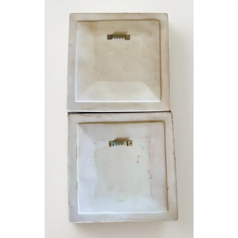 Vintage Hand Painted Floral Heavy Resin Pictures Set Of Two 10” Textured Frame